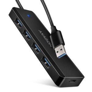 AXAGON HUE-C1A, 4x USB 5Gbps TRAVEL hub, USB-C napájací konektor, kábel USB-A 19cm HUE-C1A