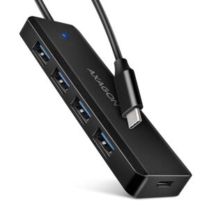 AXAGON HUE-C1C, 4x USB 5Gbps TRAVEL hub, USB-C napájací konektor, kábel USB-C 19cm HUE-C1C
