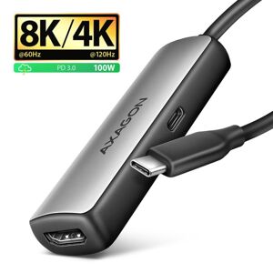 AXAGON RVC-HI8KPD, USB-C -> HDMI 2.1 redukcia  adaptér, 8K60Hz, 4K144Hz, HDR10+, PD100W RVC-HI8KPD