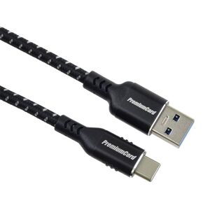 PremiumCord kábel USB-C - USB 3.0 A (USB 3.2 gen1, 3A, 5Gbits) bavlnený oplet a hliníkové konektory 1m ku31cx1