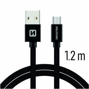 Dátový kábel Swissten textilný s Micro-USB konektorom a podporou rýchlonabíjania, Black 71522201