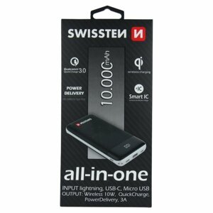 Powerbank Swissten All-In-One 10.000 mAh, čierny 22013927