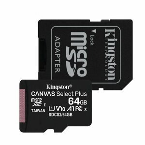 Kingston Canvas Select Plus micro SDXC 64GB Class 10 UHS-I + SD adaptér SDCS2/64GB