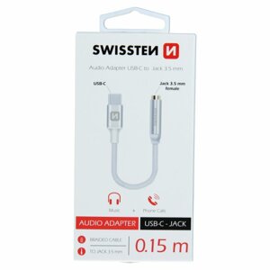 Audio adaptér Swissten USB-CJack (samica) 0,15m, strieborný 73501302