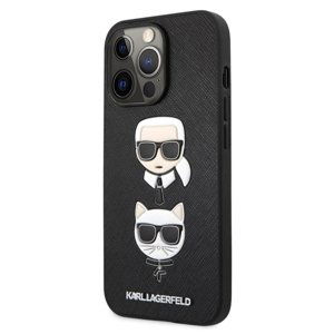 Puzdro Karl Lagerfeld PU Saffiano Karl and Choupette Heads pre iPhone 13 Pro, black 57983105992