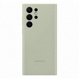 Puzdro Silicone Cover pre Samsung Galaxy S22 Ultra, olive green EF-PS908TMEGWW