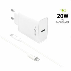 FIXED Sieťová nabíjačka Smart Rapid Charge s 2 x USB PD, 20W + kábel USB-CLightning MFI 1m, biela FIXC20-CL-WH