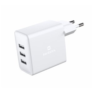 Sieťový Adaptér Swissten 3 x USB 3 A 15 W, biely 22052100