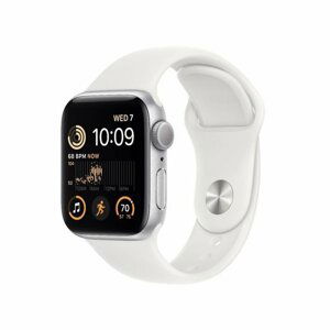 Apple Watch SE GPS 40mm Silver Aluminium Case with White Sport Band - Regular MNJV3CS/A, strieborná