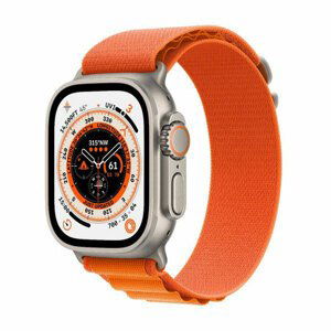 Apple Watch Ultra GPS + Cellular 49mm Titanium Case with Orange Alpine Loop - Small MNHH3CSA