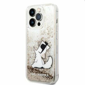 Puzdro Karl Lagerfeld Liquid Glitter Choupette Eat pre Apple iPhone 14 Pro Max, zlaté 57983111461