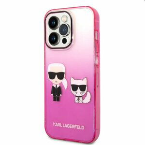 Puzdro Karl Lagerfeld Gradient Karl and Choupette for iPhone 14 Pro, ružové 57983111267