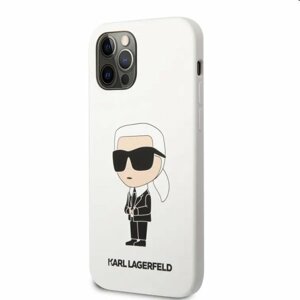 Zadný kryt Karl Lagerfeld Liquid Silicone Ikonik NFT pre Apple iPhone 1212 Pro, biele 57983112375