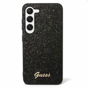 Puzdro Guess PCTPU Glitter Flakes Metal Logo pre Samsung Galaxy S23, čierne 57983112866