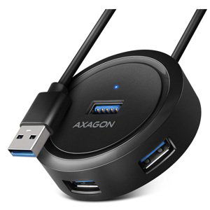 AXAGON HUE-P1A 4x USB3.2 Gen 1 ROUND hub, micro USB power IN, 30 cm USB-A kábel HUE-P1A