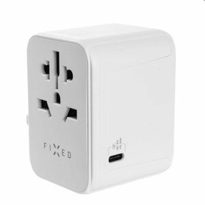 FIXED Cestovný adaptér pre EU, UK, USAAUS s 1 x USB-C a 2 x USB výstupom, GaN, PD 30 W, biela FIXCT30-1C2A-WH