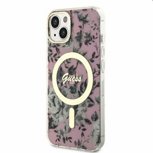 Puzdro Guess PCTPU Flowers IML MagSafe for Apple iPhone 13, ružové 57983114221