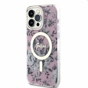 Puzdro Guess PCTPU Flowers IML MagSafe for Apple iPhone 13 Pro, ružové 57983114222
