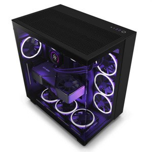 NZXT case H9 Flow Dual-chambers ATX  4x120mm fan  až 10xfan  mesh top  glass side panel, front  black CM-H91FB-01