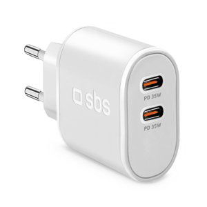 SBS Cestovný adaptér 2x USB-C, PD, 35 W, biela TETR2CPD35W