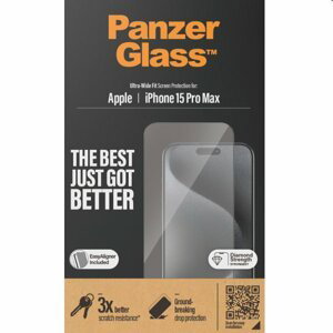 Ochranné sklo PanzerGlass UWF s aplikátorom pre Apple iPhone 15 Pro Max, čierne 2812