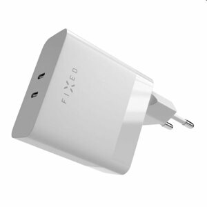 FIXED Sieťová nabíjačka s 2x USB-C, PD, 65W, biela FIXC65-2C-WH