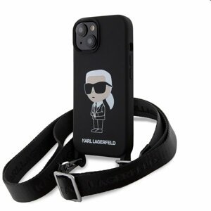 Karl Lagerfeld Liquid Silicone Crossbody Ikonik pre Apple iPhone 15, čierne 57983116865