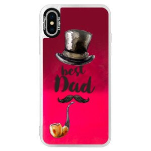 Neónové púzdro Pink iSaprio - Best Dad - iPhone X