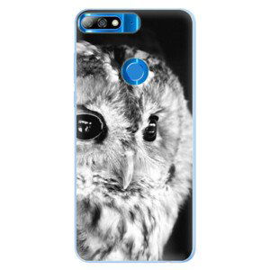 Silikónové puzdro iSaprio - BW Owl - Huawei Y7 Prime 2018