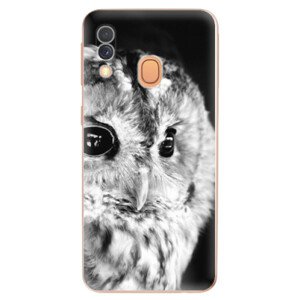 Odolné silikónové puzdro iSaprio - BW Owl - Samsung Galaxy A40