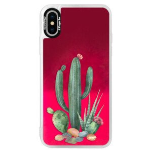 Neónové púzdro Pink iSaprio - Cacti 02 - iPhone XS