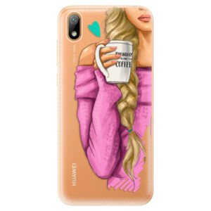 Odolné silikónové puzdro iSaprio - My Coffe and Blond Girl - Huawei Y5 2019