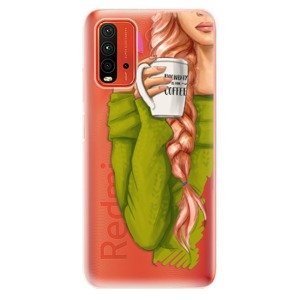 Odolné silikónové puzdro iSaprio - My Coffe and Redhead Girl - Xiaomi Redmi 9T