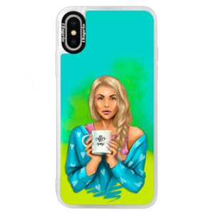 Neónové puzdro Blue iSaprio - Coffe Now - Blond - iPhone XS