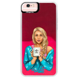 Neónové púzdro Pink iSaprio - Coffe Now - Blond - iPhone 6 Plus/6S Plus