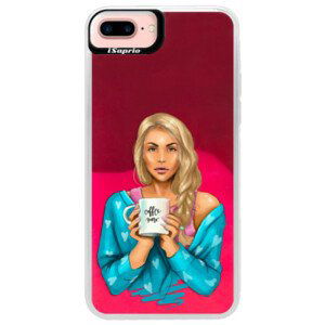 Neónové púzdro Pink iSaprio - Coffe Now - Blond - iPhone 7 Plus