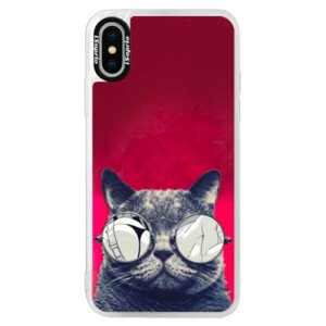 Neónové púzdro Pink iSaprio - Crazy Cat 01 - iPhone XS