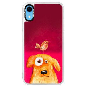 Neónové púzdro Pink iSaprio - Dog And Bird - iPhone XR