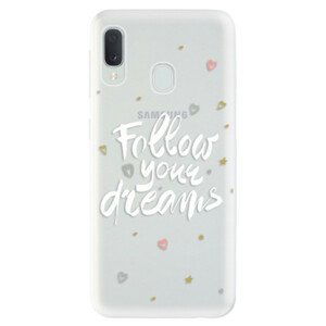 Odolné silikónové puzdro iSaprio - Follow Your Dreams - white - Samsung Galaxy A20e