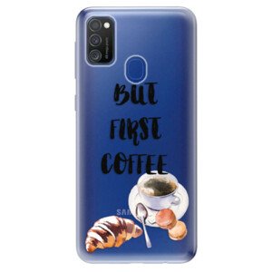 Odolné silikónové puzdro iSaprio - First Coffee - Samsung Galaxy M21