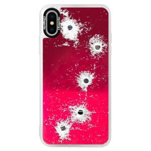 Neónové púzdro Pink iSaprio - Gunshots - iPhone XS