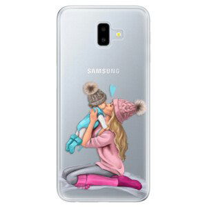 Odolné silikónové puzdro iSaprio - Kissing Mom - Blond and Boy - Samsung Galaxy J6+