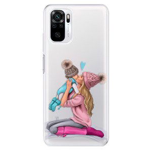 Odolné silikónové puzdro iSaprio - Kissing Mom - Blond and Boy - Xiaomi Redmi Note 10 / Note 10S