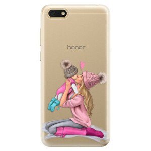 Odolné silikónové puzdro iSaprio - Kissing Mom - Blond and Girl - Huawei Honor 7S