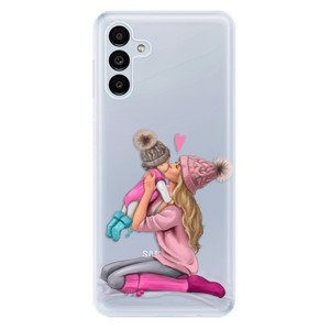 Odolné silikónové puzdro iSaprio - Kissing Mom - Blond and Girl - Samsung Galaxy A13 5G