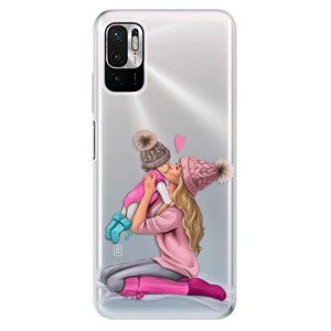 Odolné silikónové puzdro iSaprio - Kissing Mom - Blond and Girl - Xiaomi Redmi Note 10 5G