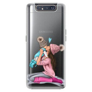 Plastové puzdro iSaprio - Kissing Mom - Brunette and Boy - Samsung Galaxy A80