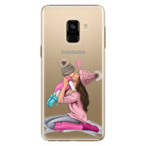 Plastové puzdro iSaprio - Kissing Mom - Brunette and Girl - Samsung Galaxy A8 2018
