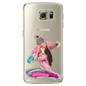 Plastové puzdro iSaprio - Kissing Mom - Brunette and Girl - Samsung Galaxy S6 Edge Plus