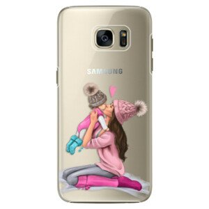 Plastové puzdro iSaprio - Kissing Mom - Brunette and Girl - Samsung Galaxy S7 Edge